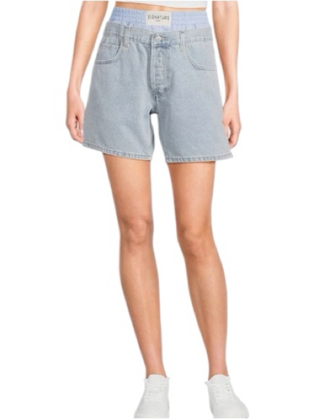 NWT Signature 8 Boxer Peekaboo Denim Shorts - Light Wash - Size Small